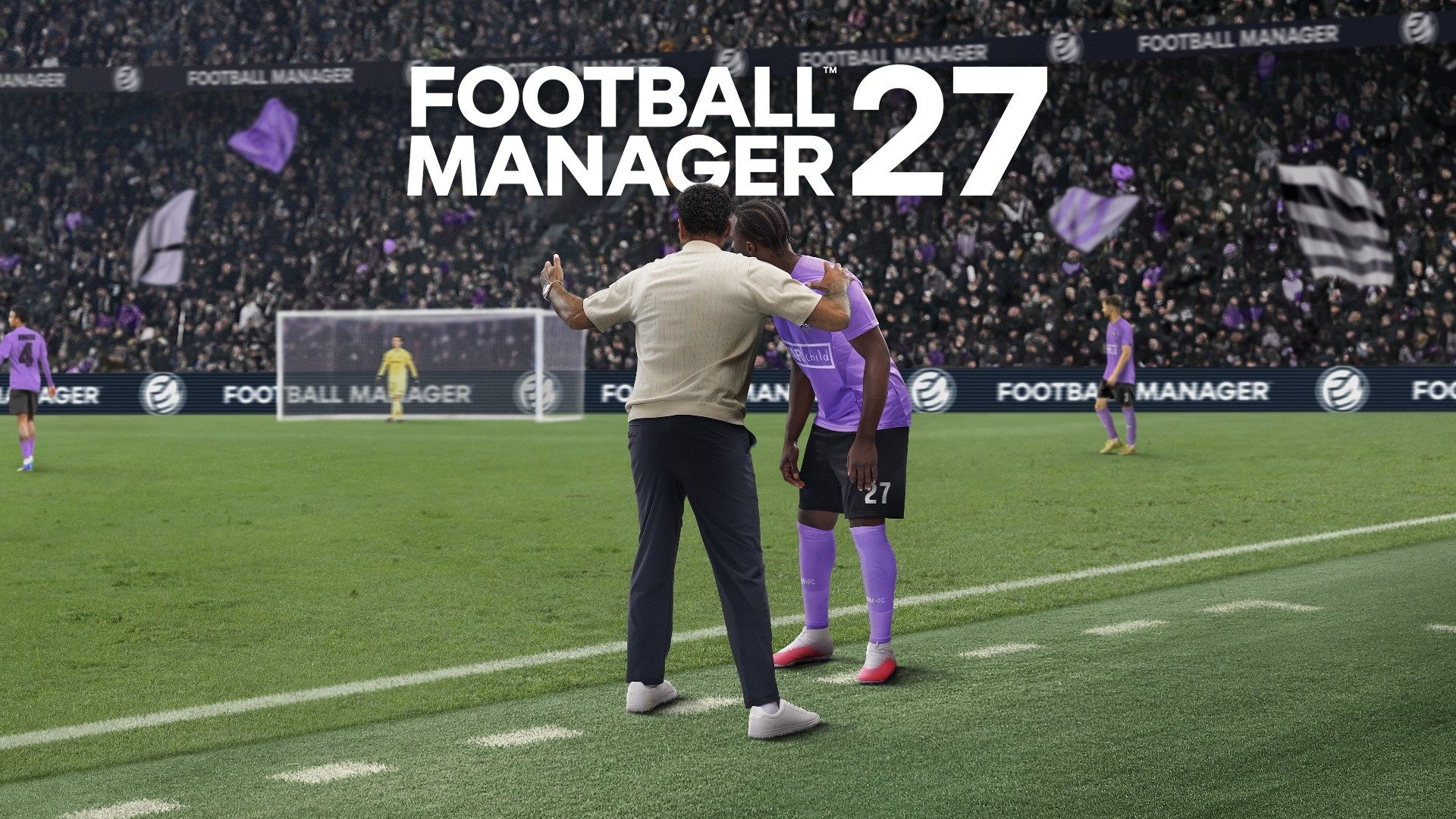 Football Manager 27の監督と選手を描いた提供キービジュアル