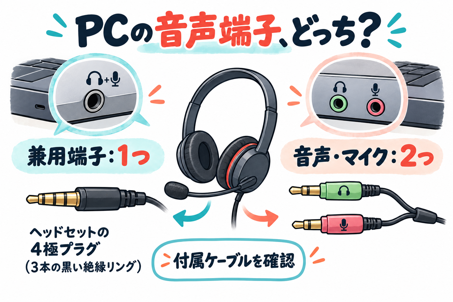 PCの音声端子、どっち?