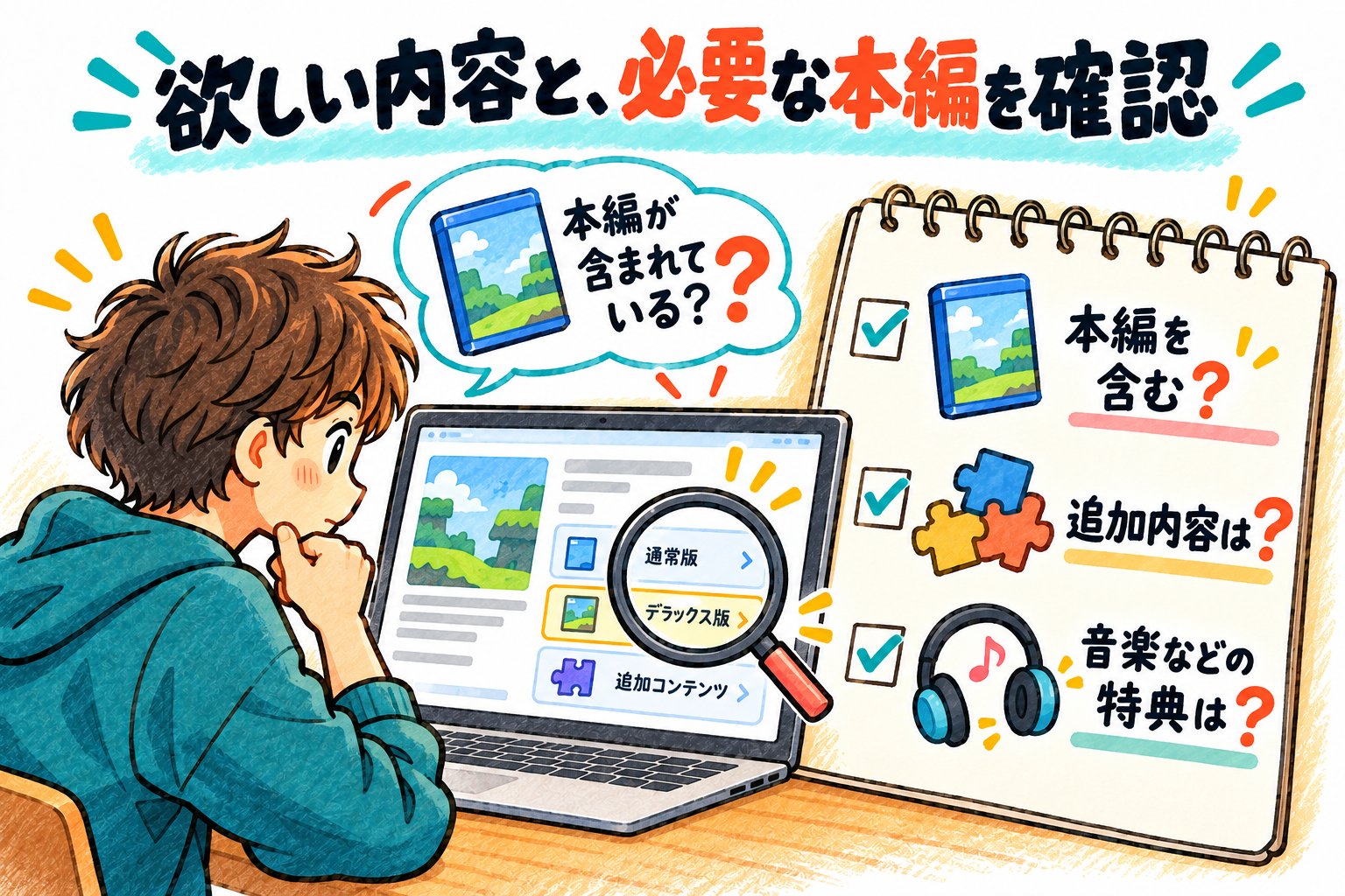 本編の有無と追加内容と音楽などの特典を確認する