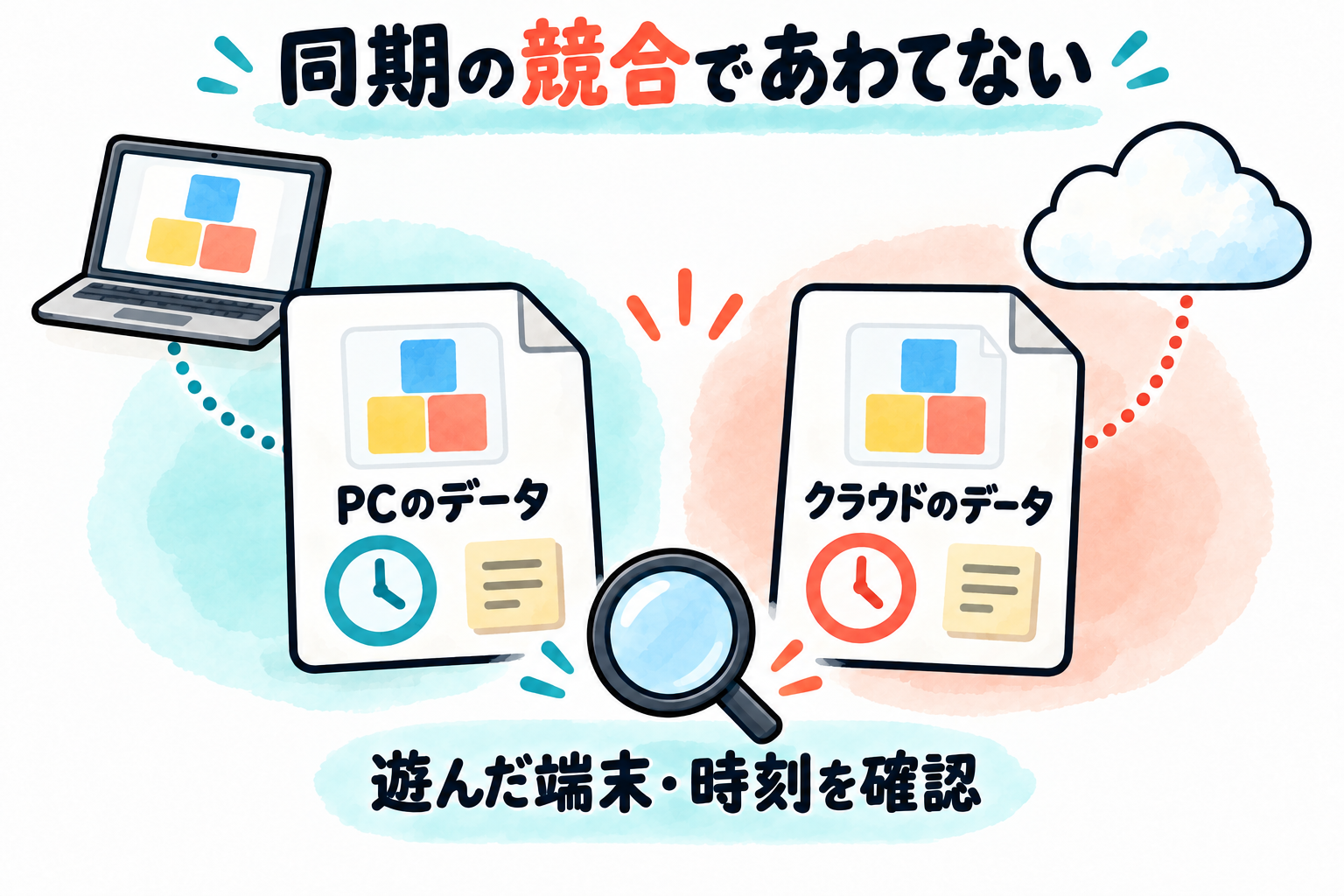 PC側とクラウド側の保存時刻を実際に遊んだ端末と照合する