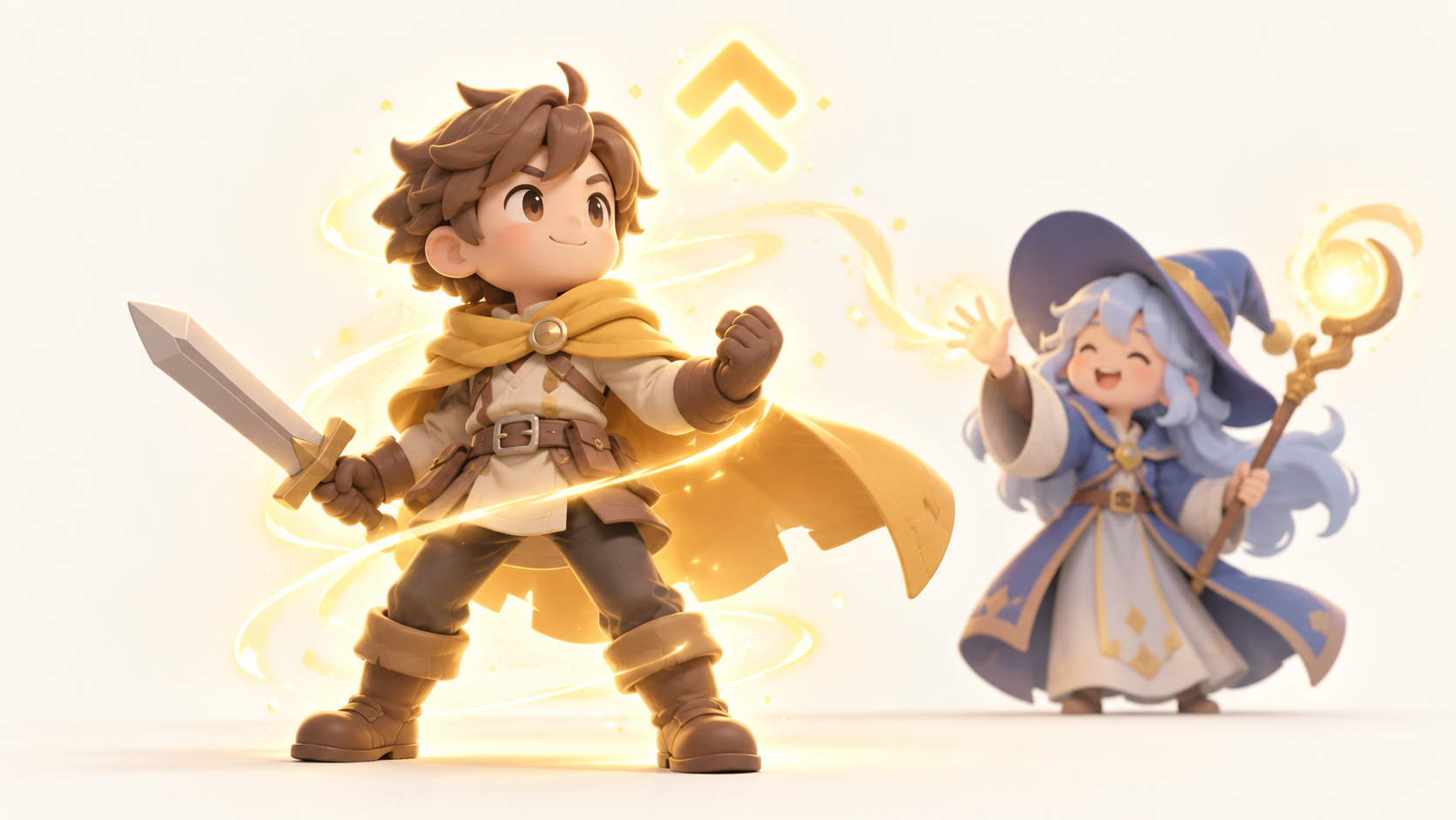仲間から強化効果を受ける場面のイメージイラスト